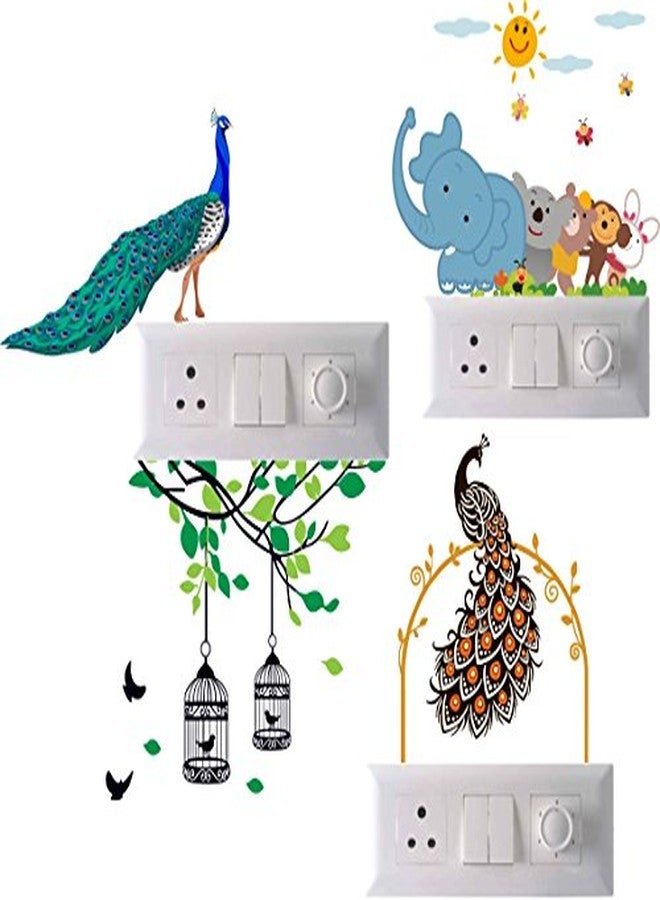 Decals Creation Vinyl Switch Board Sticker Wall Sticker, Baby Room, Wall Art, Fridge Sticker - Pack Of 1 (4 Self-Adhesive Stickers ), 4 cms - Image 1
